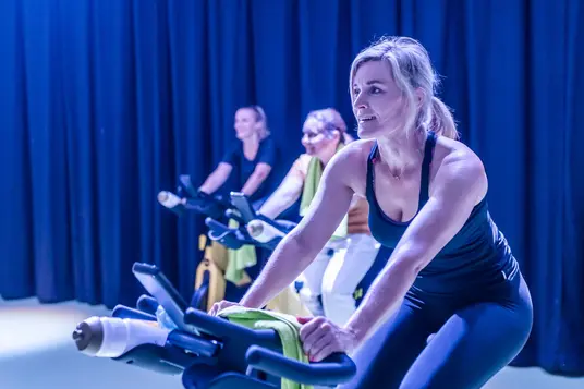Girls indoor cycling